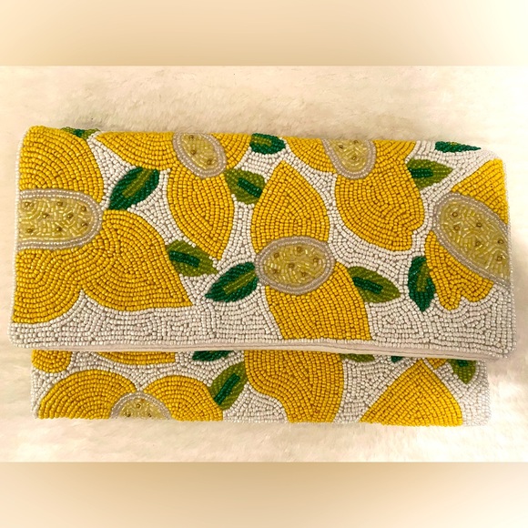 Antik Kraft Handbags - ANTIK KRAFT Lemon Beaded Clutch/Crossbody Bag -NEW